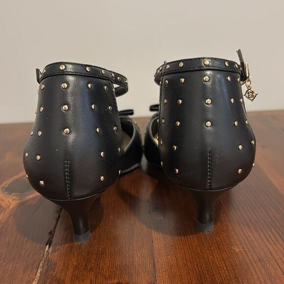 Nanette Lepore Black Kitten Heel Pumps with Gold Studs Size 6 - Picture 4 of 9